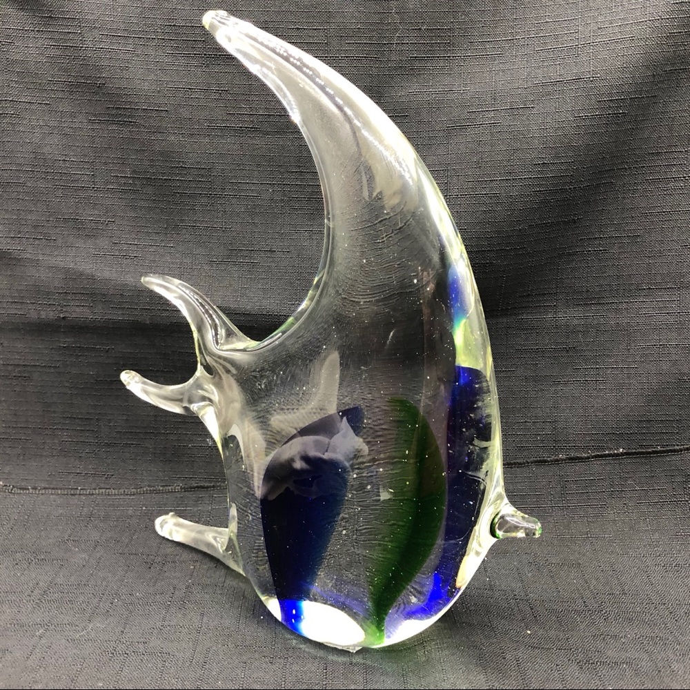 Murano like BlownGlass Angel Fish 9” tall  3.8 lbs